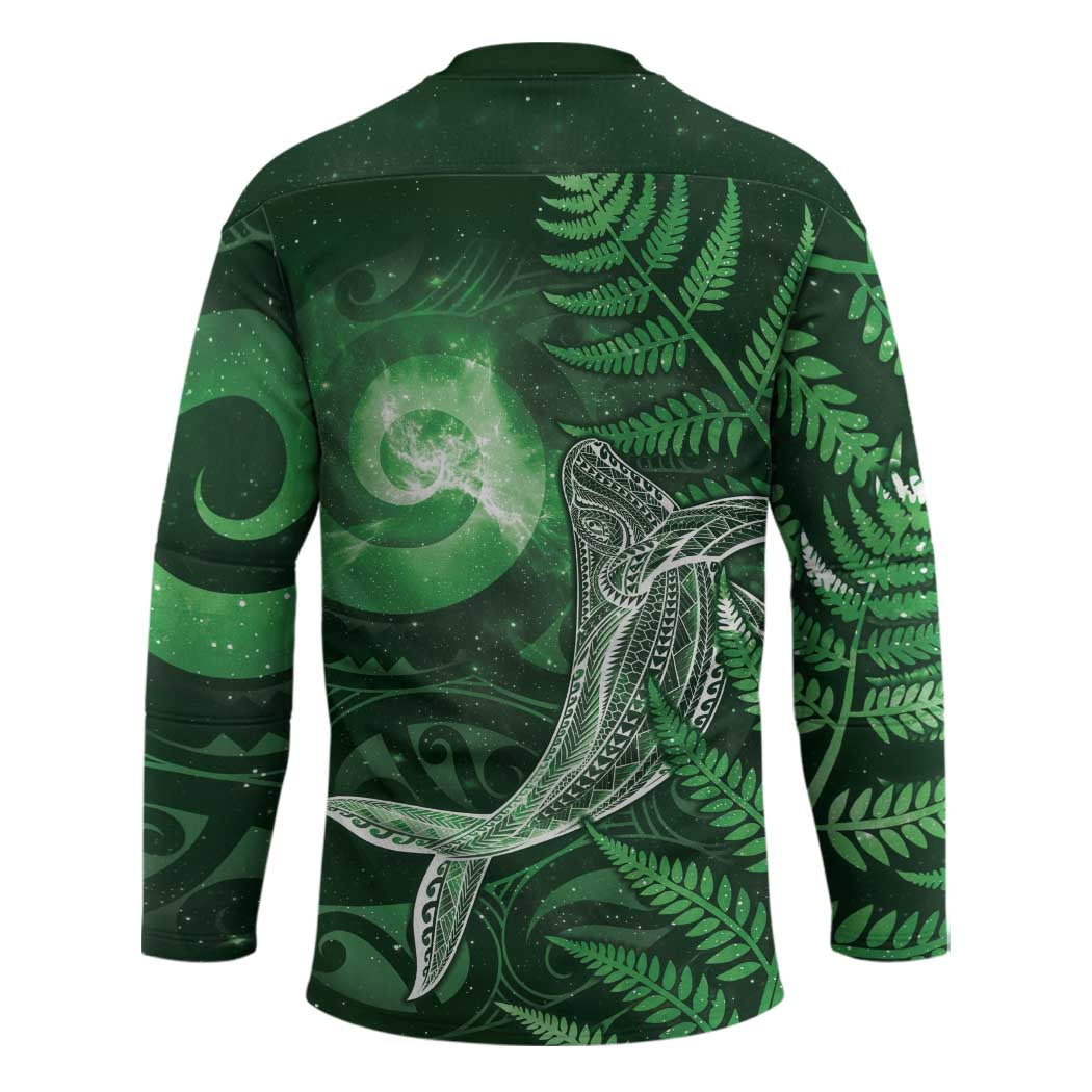 New Zealand Matariki Hockey Jersey Maori Koru With Humpback Whale Green LT05 - Polynesian Pride