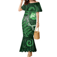 New Zealand Matariki Mermaid Dress Maori Koru With Humpback Whale Green LT05 Women Green - Polynesian Pride