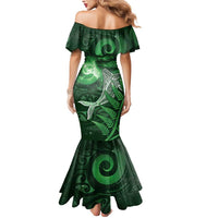 New Zealand Matariki Mermaid Dress Maori Koru With Humpback Whale Green LT05 - Polynesian Pride