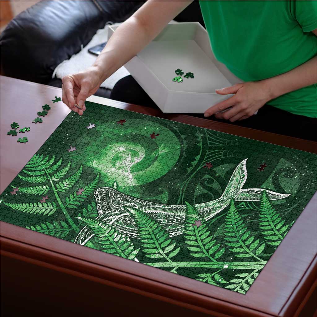 New Zealand Matariki Puzzle Maori Koru With Humpback Whale Green LT05 - Polynesian Pride