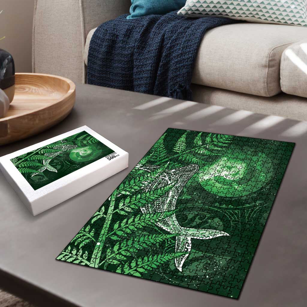 New Zealand Matariki Puzzle Maori Koru With Humpback Whale Green LT05 - Polynesian Pride