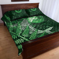 New Zealand Matariki Quilt Bed Set Maori Koru With Humpback Whale Green