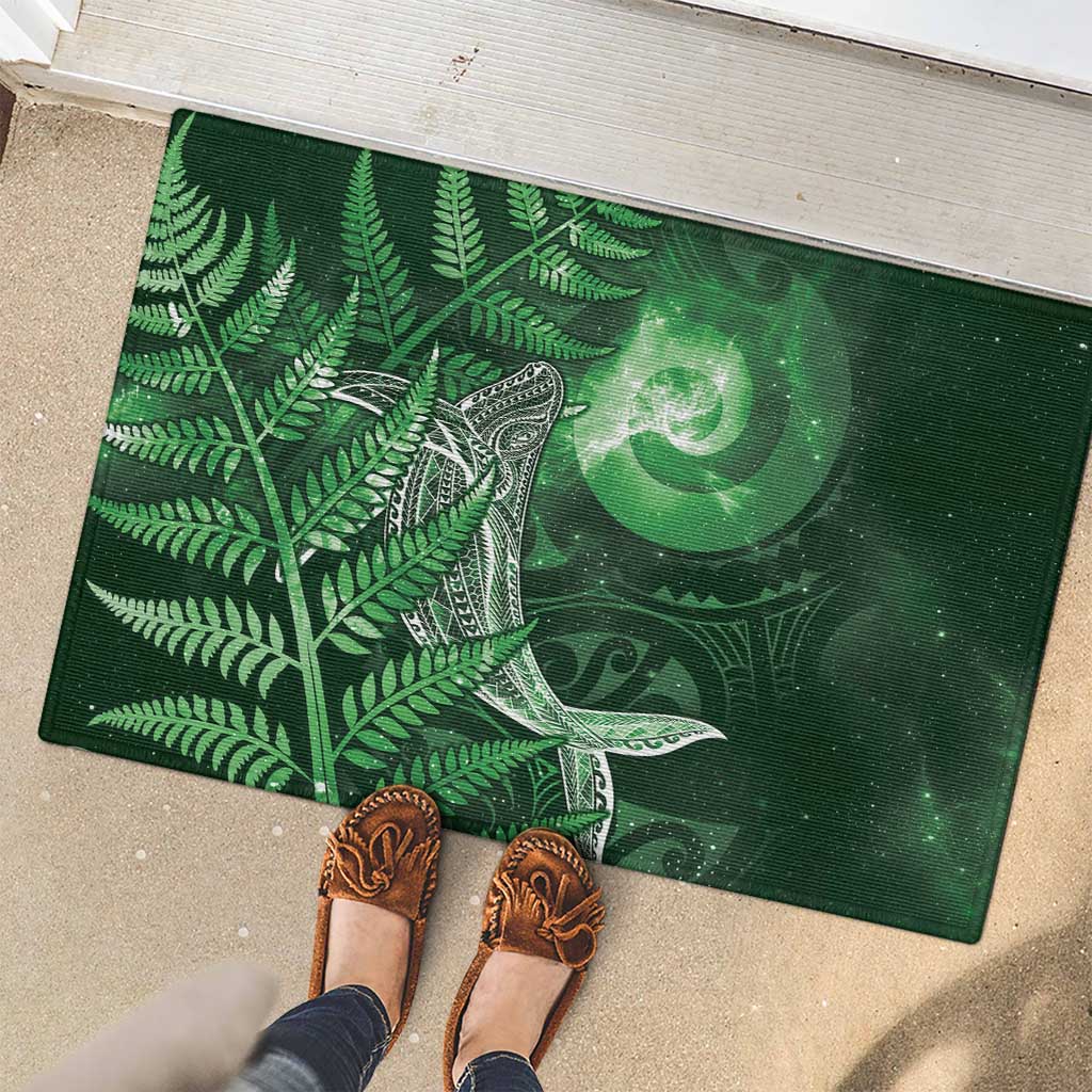 New Zealand Matariki Rubber Doormat Maori Koru With Humpback Whale Green