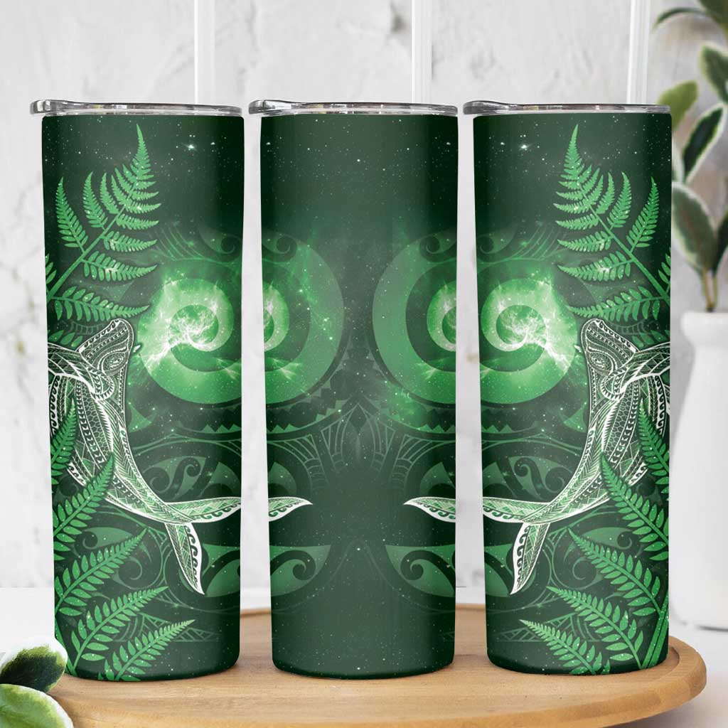 New Zealand Matariki Skinny Tumbler Maori Koru With Humpback Whale Green