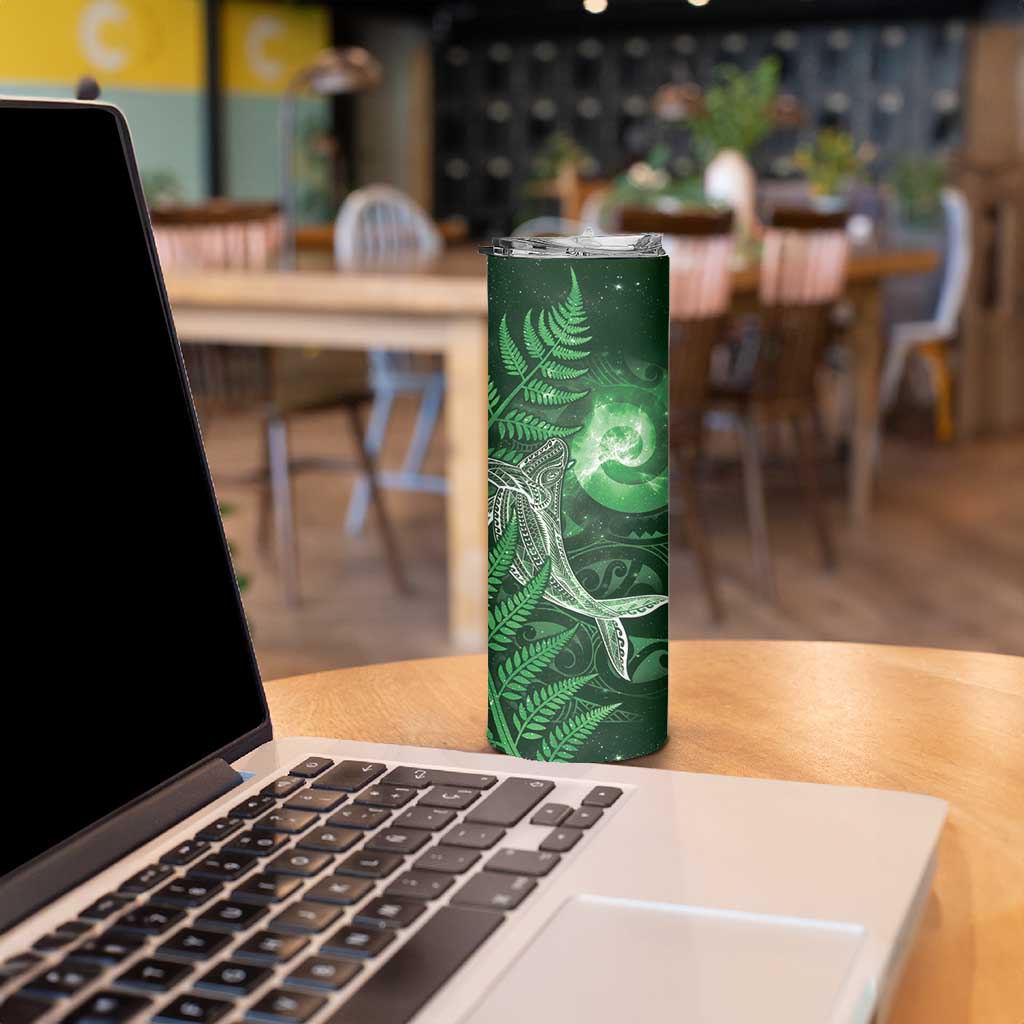 New Zealand Matariki Skinny Tumbler Maori Koru With Humpback Whale Green