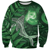 New Zealand Matariki Sweatshirt Maori Koru With Humpback Whale Green LT05 Unisex Green - Polynesian Pride