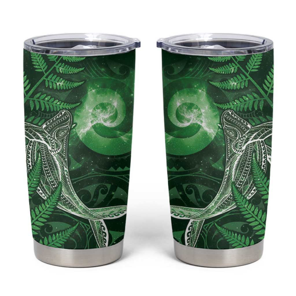New Zealand Matariki Tumbler Cup Maori Koru With Humpback Whale Green LT05 Green - Polynesian Pride