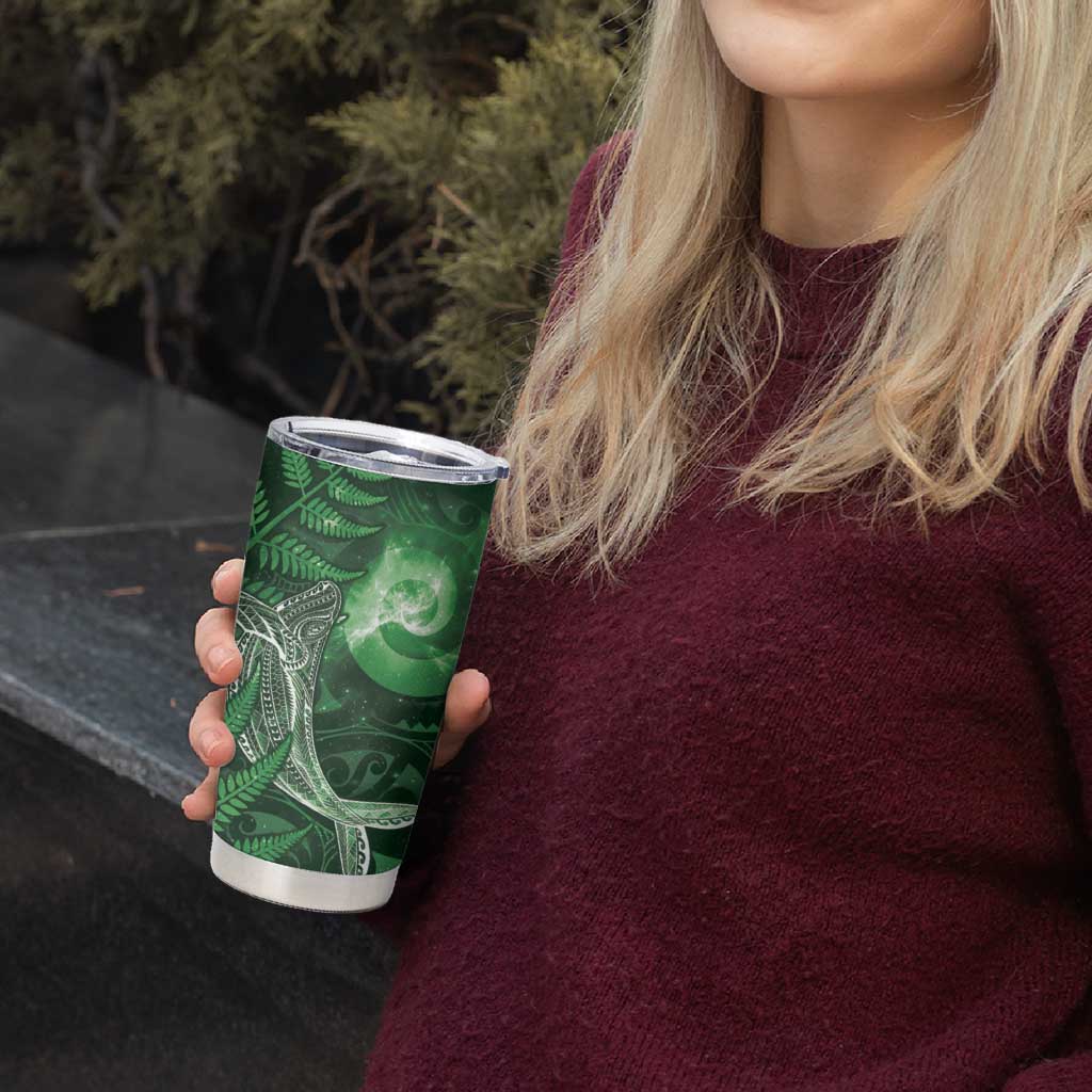 New Zealand Matariki Tumbler Cup Maori Koru With Humpback Whale Green LT05 - Polynesian Pride