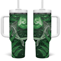 New Zealand Matariki Tumbler With Handle Maori Koru With Humpback Whale Green LT05 One Size: 40 oz Green - Polynesian Pride