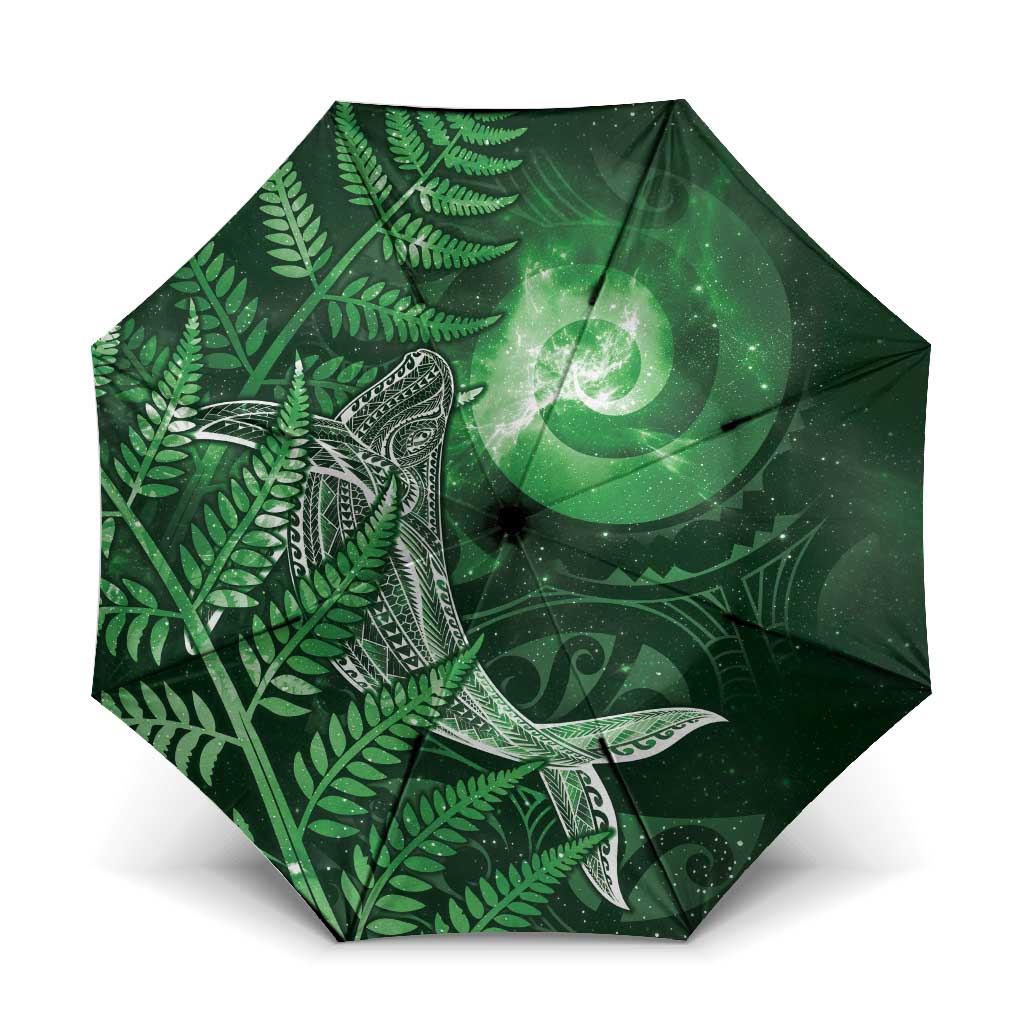 New Zealand Matariki Umbrella Maori Koru With Humpback Whale Green