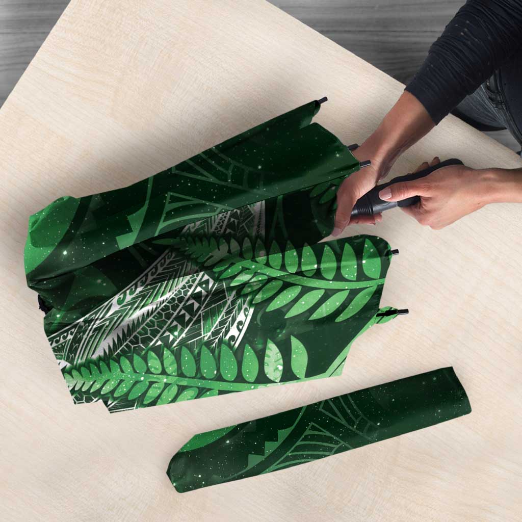 New Zealand Matariki Umbrella Maori Koru With Humpback Whale Green