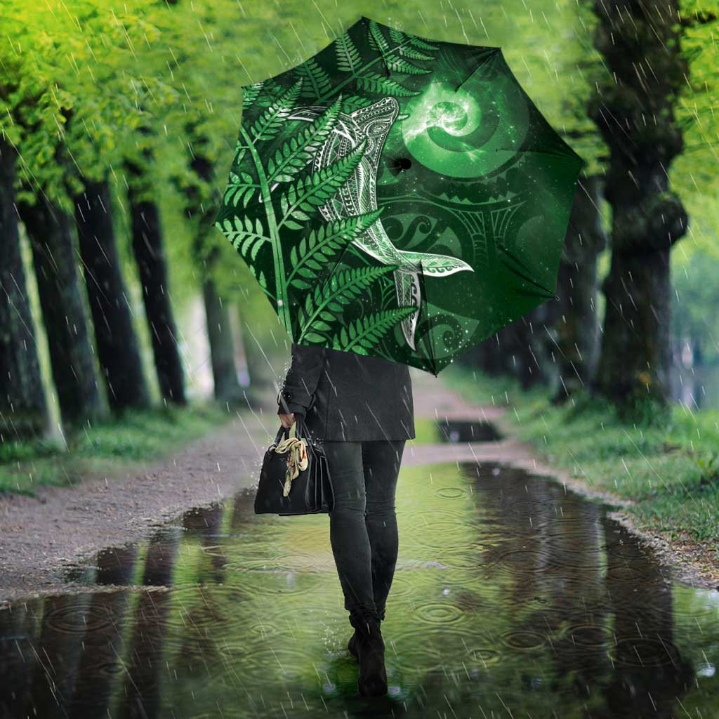 New Zealand Matariki Umbrella Maori Koru With Humpback Whale Green