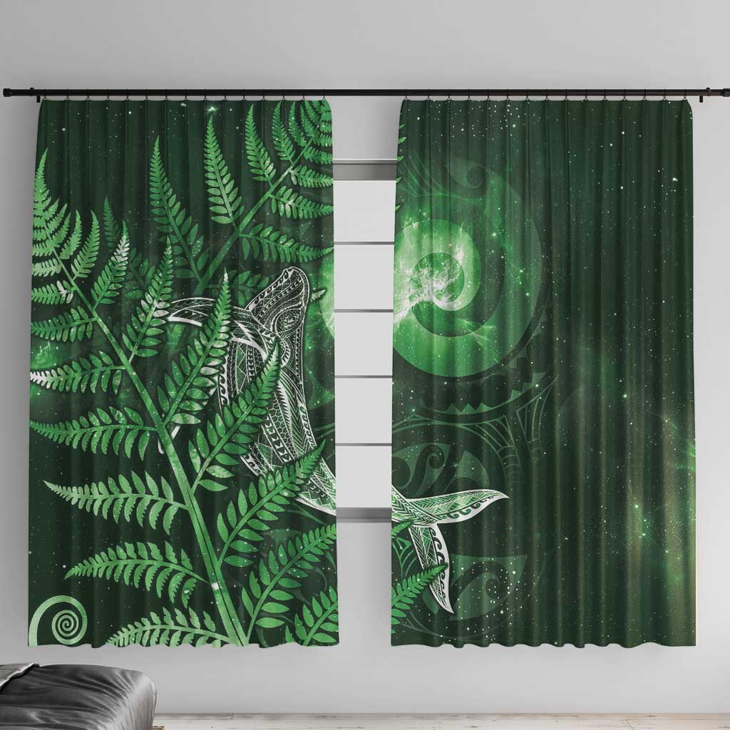 New Zealand Matariki Window Curtain Maori Koru With Humpback Whale Green