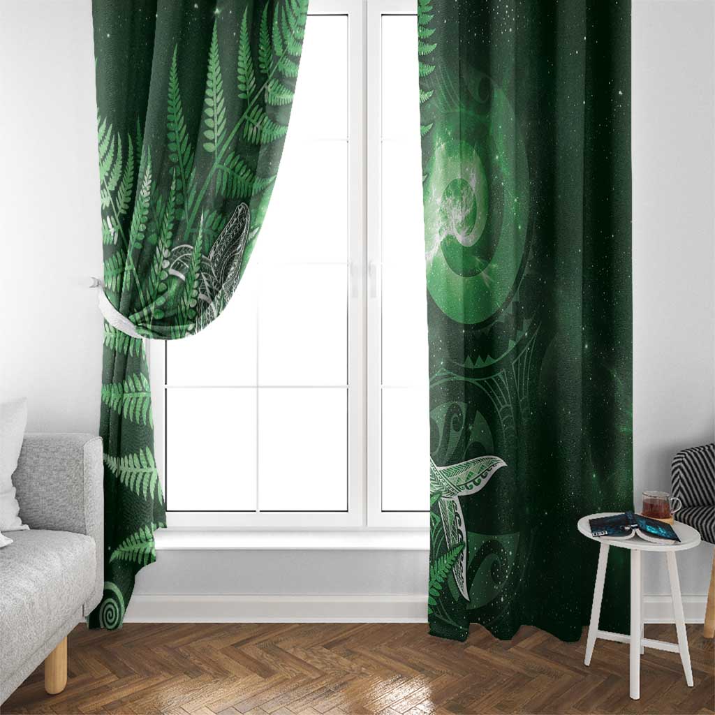 New Zealand Matariki Window Curtain Maori Koru With Humpback Whale Green