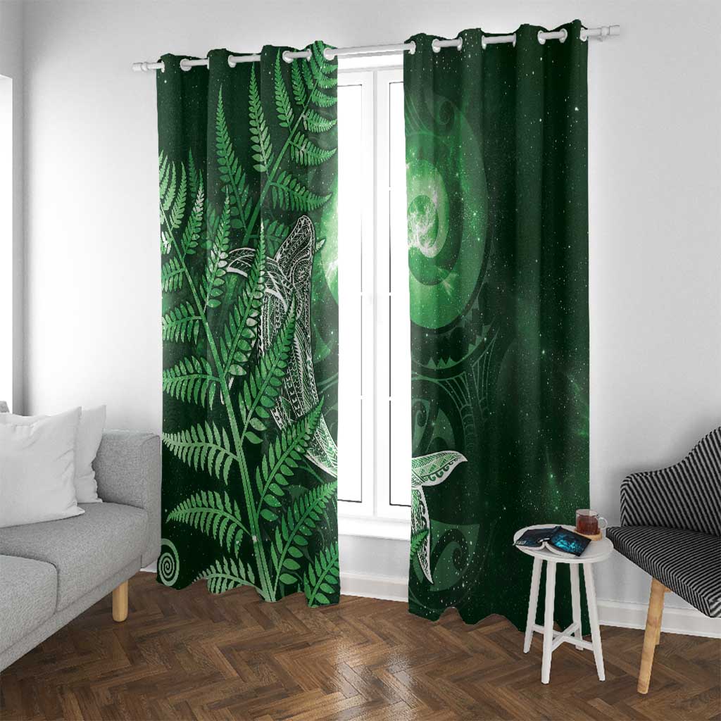 New Zealand Matariki Window Curtain Maori Koru With Humpback Whale Green