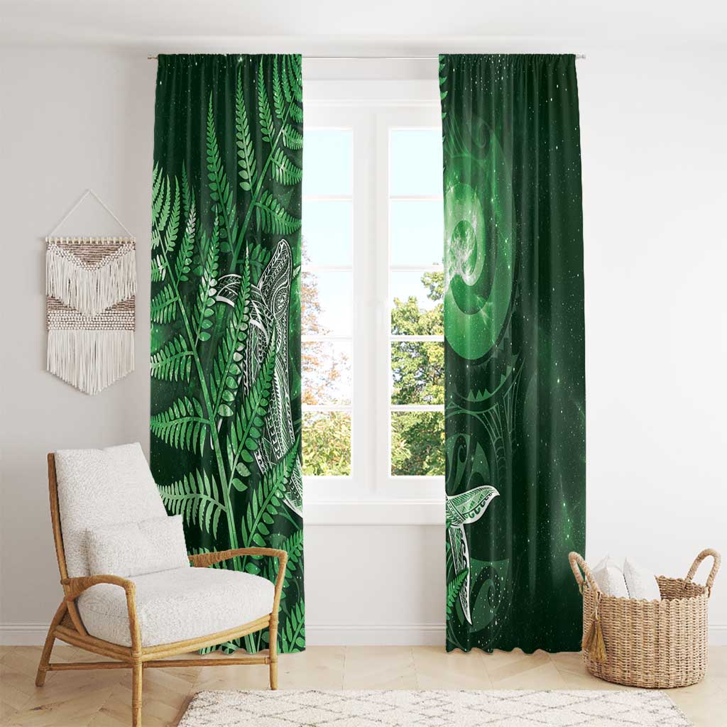 New Zealand Matariki Window Curtain Maori Koru With Humpback Whale Green