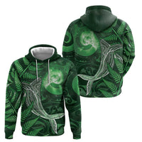 New Zealand Matariki Zip Hoodie Maori Koru With Humpback Whale Green LT05 - Polynesian Pride