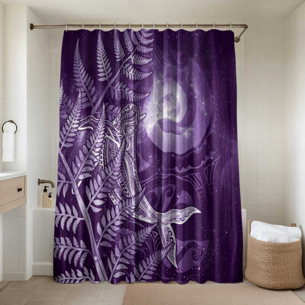 New Zealand Matariki Bathroom Set Maori Koru With Humpback Whale Purple