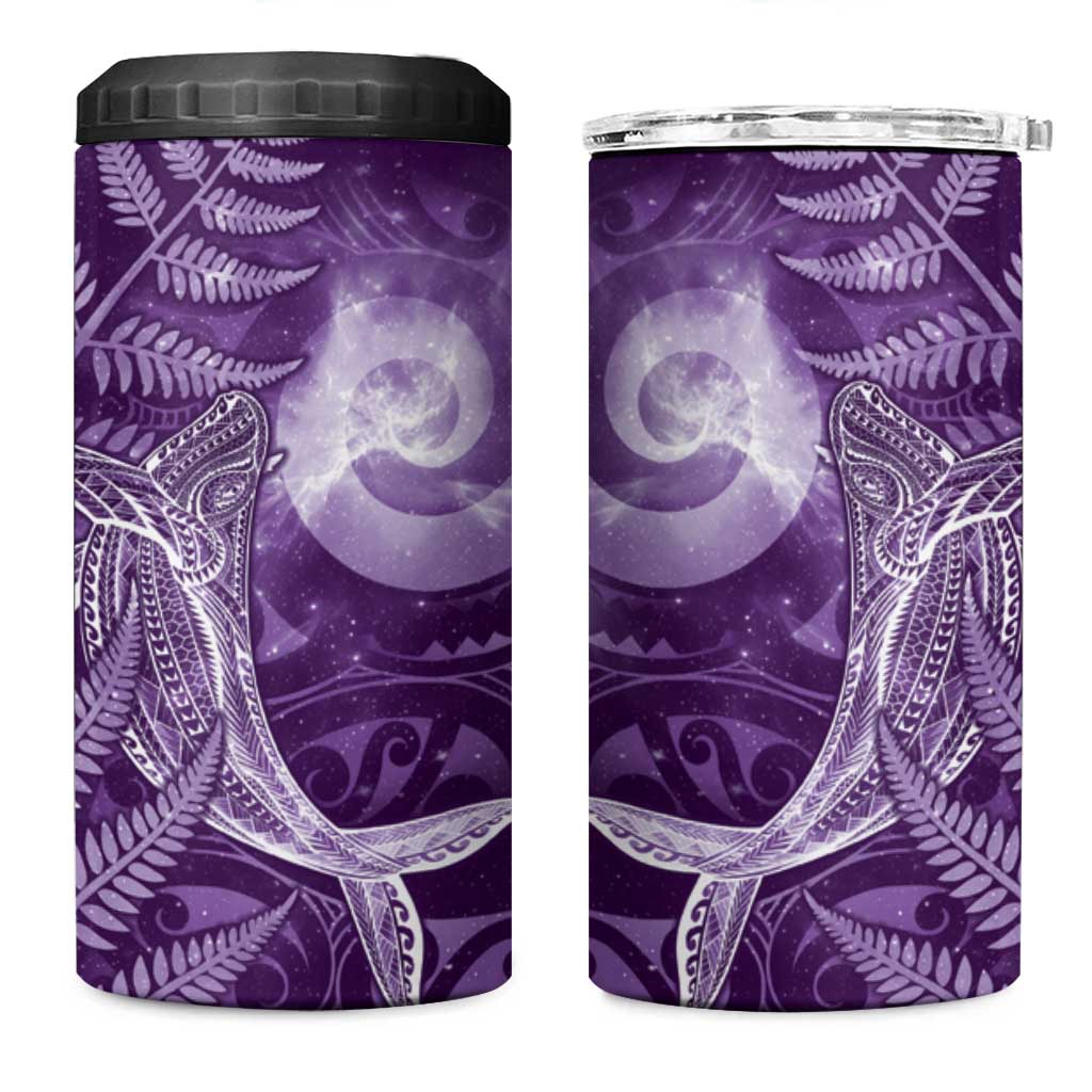 New Zealand Matariki 4 in 1 Can Cooler Tumbler Maori Koru With Humpback Whale Purple