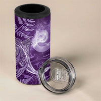 New Zealand Matariki 4 in 1 Can Cooler Tumbler Maori Koru With Humpback Whale Purple