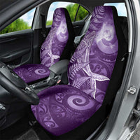 New Zealand Matariki Car Seat Cover Maori Koru With Humpback Whale Purple
