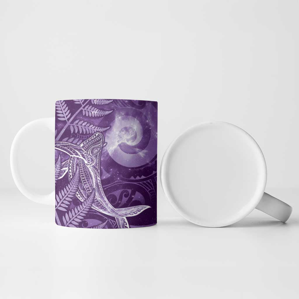 New Zealand Matariki Ceramic Mug Maori Koru With Humpback Whale Purple LT05 - Polynesian Pride