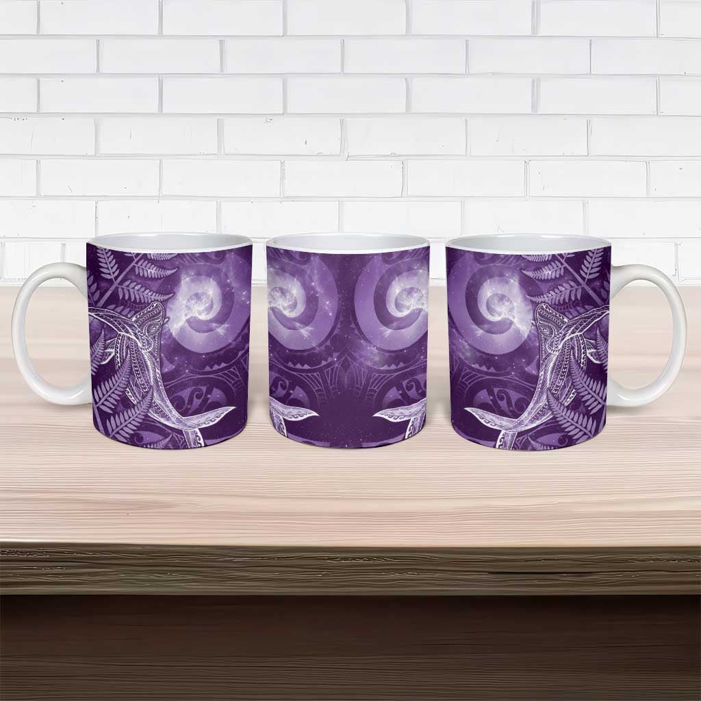 New Zealand Matariki Ceramic Mug Maori Koru With Humpback Whale Purple LT05 - Polynesian Pride