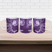 New Zealand Matariki Ceramic Mug Maori Koru With Humpback Whale Purple LT05 - Polynesian Pride