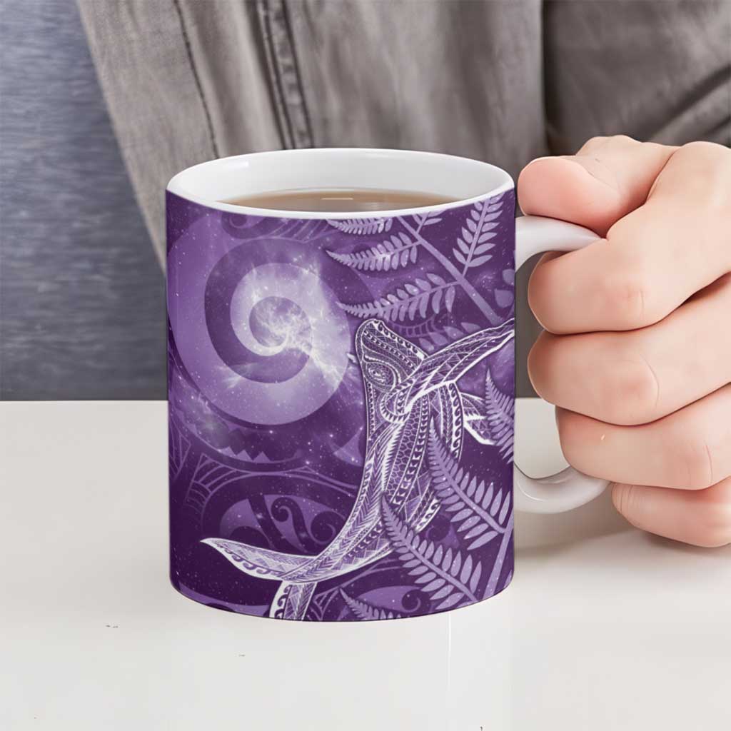 New Zealand Matariki Ceramic Mug Maori Koru With Humpback Whale Purple LT05 - Polynesian Pride