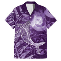 New Zealand Matariki Family Matching Long Sleeve Bodycon Dress and Hawaiian Shirt Maori Koru With Humpback Whale Purple LT05 Dad's Shirt - Short Sleeve Purple - Polynesian Pride