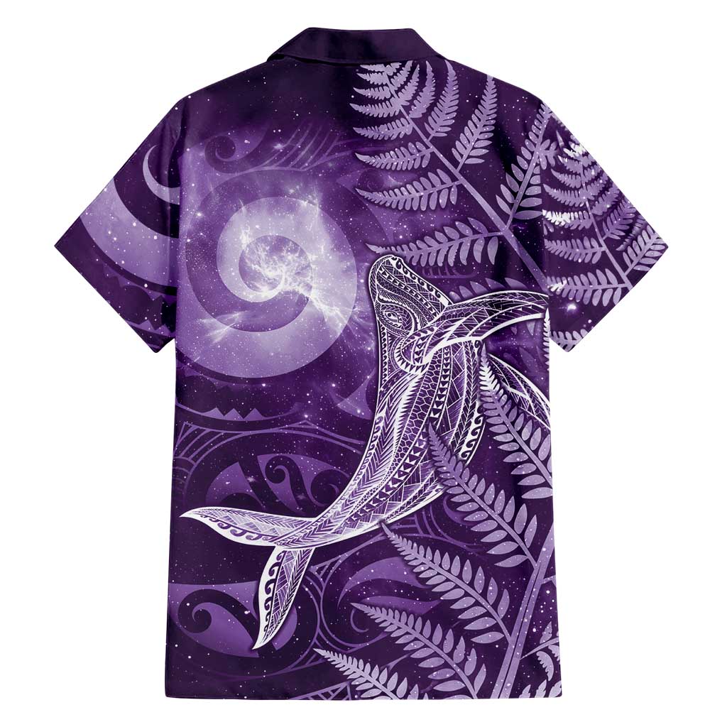 New Zealand Matariki Family Matching Long Sleeve Bodycon Dress and Hawaiian Shirt Maori Koru With Humpback Whale Purple LT05 - Polynesian Pride