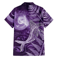 New Zealand Matariki Family Matching Long Sleeve Bodycon Dress and Hawaiian Shirt Maori Koru With Humpback Whale Purple LT05 - Polynesian Pride