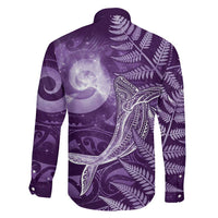 New Zealand Matariki Family Matching Long Sleeve Bodycon Dress and Hawaiian Shirt Maori Koru With Humpback Whale Purple LT05 - Polynesian Pride