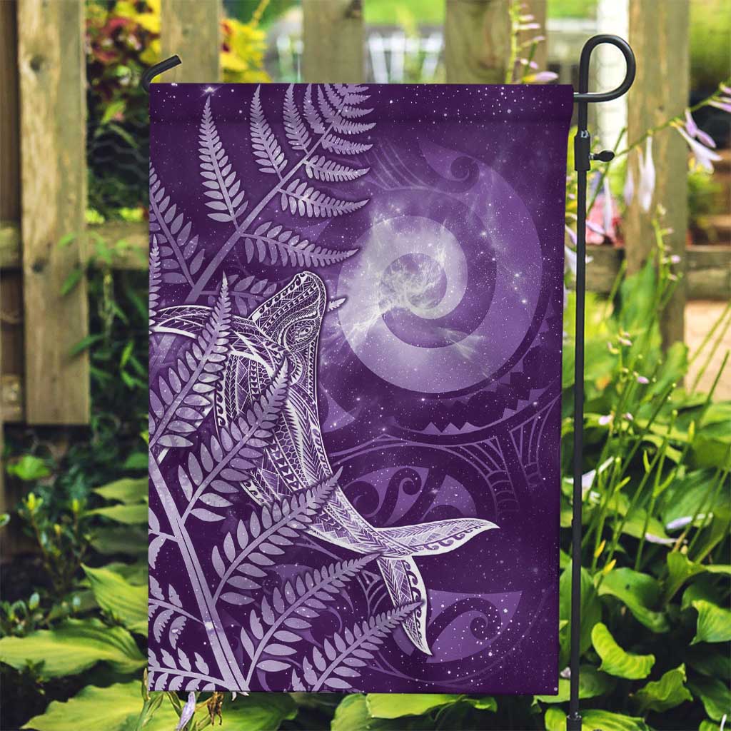 New Zealand Matariki Garden Flag Maori Koru With Humpback Whale Purple