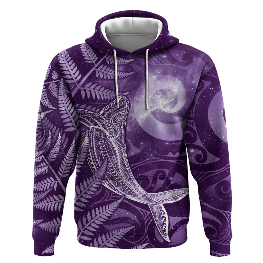 New Zealand Matariki Hoodie Maori Koru With Humpback Whale Purple LT05 Pullover Hoodie Purple - Polynesian Pride