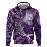 New Zealand Matariki Hoodie Maori Koru With Humpback Whale Purple LT05 Pullover Hoodie Purple - Polynesian Pride