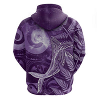 New Zealand Matariki Hoodie Maori Koru With Humpback Whale Purple LT05 - Polynesian Pride