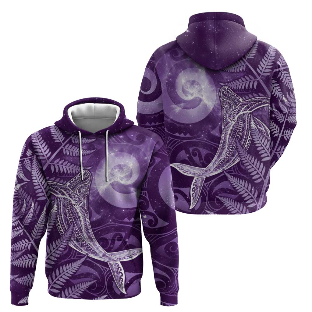 New Zealand Matariki Hoodie Maori Koru With Humpback Whale Purple LT05 - Polynesian Pride