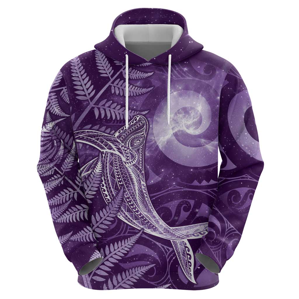 New Zealand Matariki Hoodie Maori Koru With Humpback Whale Purple LT05 - Polynesian Pride