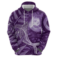New Zealand Matariki Hoodie Maori Koru With Humpback Whale Purple LT05 - Polynesian Pride