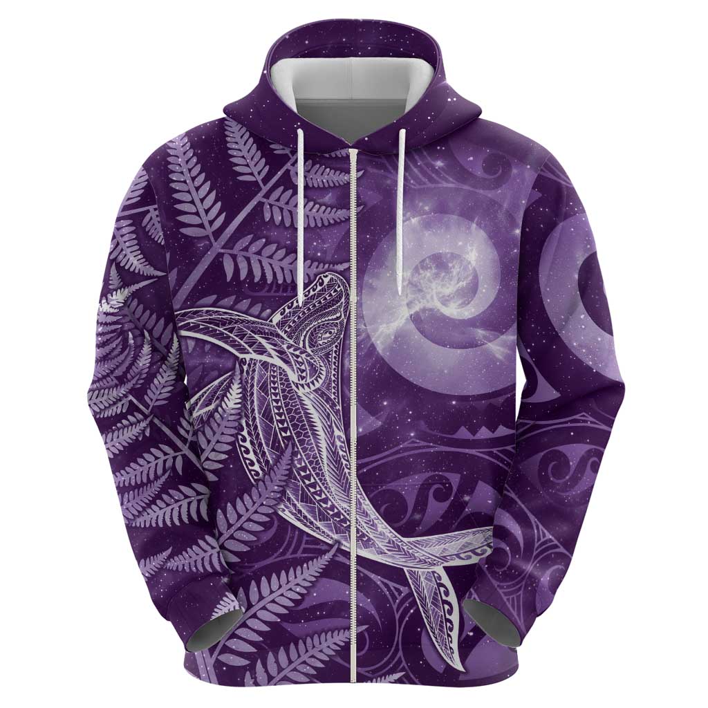 New Zealand Matariki Hoodie Maori Koru With Humpback Whale Purple LT05 - Polynesian Pride