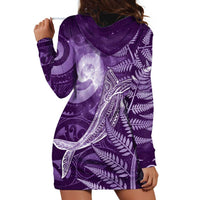 New Zealand Matariki Hoodie Dress Maori Koru With Humpback Whale Purple