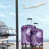 New Zealand Matariki Luggage Cover Maori Koru With Humpback Whale Purple