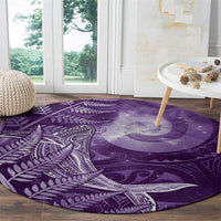 New Zealand Matariki Round Carpet Maori Koru With Humpback Whale Purple