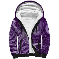 New Zealand Matariki Sherpa Hoodie Maori Koru With Humpback Whale Purple