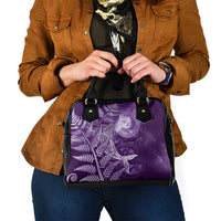 New Zealand Matariki Shoulder Handbag Maori Koru With Humpback Whale Purple