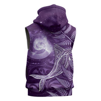 New Zealand Matariki Sleeveless Zip Hoodie Maori Koru With Humpback Whale Purple
