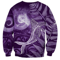 New Zealand Matariki Sweatshirt Maori Koru With Humpback Whale Purple