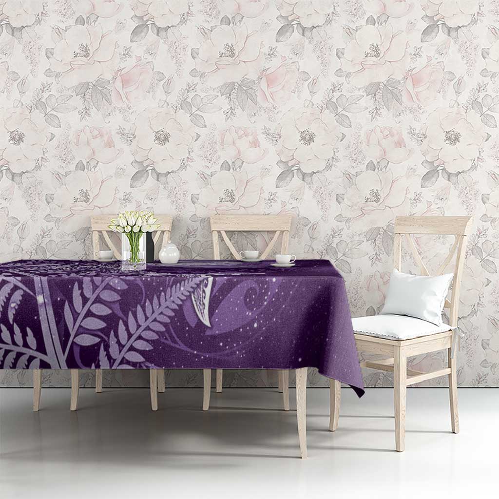 New Zealand Matariki Tablecloth Maori Koru With Humpback Whale Purple LT05 - Polynesian Pride