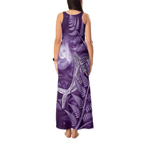 New Zealand Matariki Tank Maxi Dress Maori Koru With Humpback Whale Purple